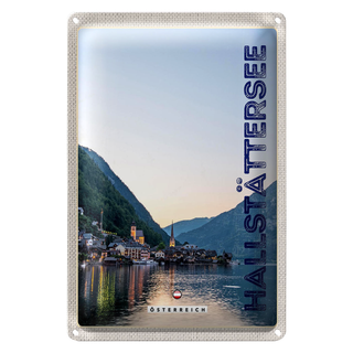 Blechschild Reise 20x30cm Blick auf Hallstättersee Österreich