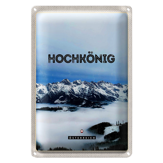 Blechschild Reise 20x30cm Ausblick auf Hochkönig Berge Winter