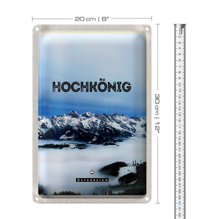Blechschild Reise 20x30cm Ausblick auf Hochkönig Berge Winter