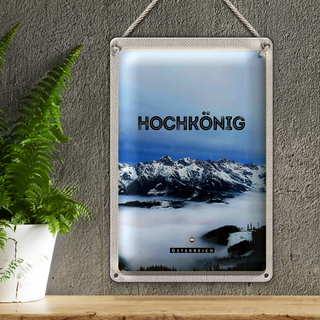 Blechschild Reise 20x30cm Ausblick auf Hochkönig Berge Winter