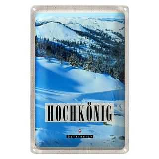 Blechschild Reise 20x30cm Hochkönig Skipiste Winter Schnee Natur