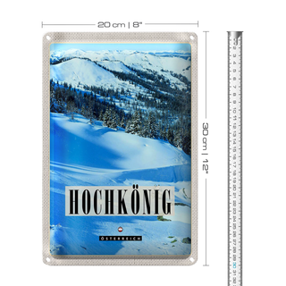 Blechschild Reise 20x30cm Hochkönig Skipiste Winter Schnee Natur