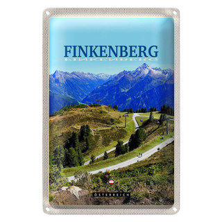 Blechschild Reise 20x30cm Finkenberg Aussicht auf Wälder Gebirge