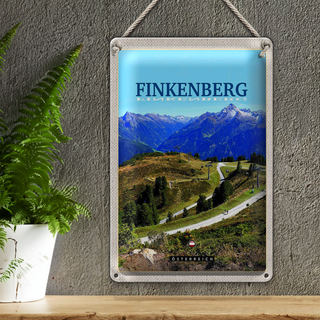 Blechschild Reise 20x30cm Finkenberg Aussicht auf Wälder Gebirge