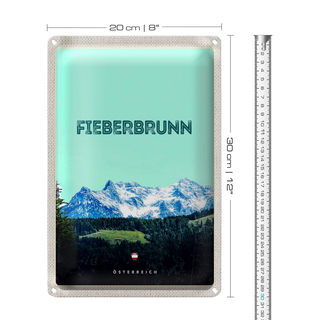Blechschild Reise 20x30cm Fieberbrunn Österreich Wald Wanderung