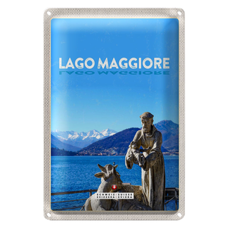 Blechschild Reise 20x30cm Lago Maggiore Schweiz Skulptur Ziege