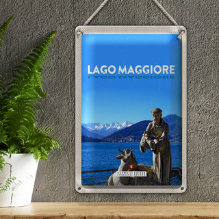 Blechschild Reise 20x30cm Lago Maggiore Schweiz Skulptur Ziege