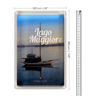 Blechschild Reise 20x30cm Lago Maggiore Boote auf See Urlaub