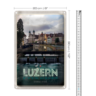Blechschild Reise 20x30cm Luzern Schweiz Fluss Altstadt Urlaub