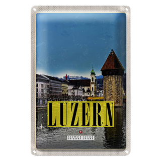 Blechschild Reise 20x30cm Luzern Stadt Familienurlaub Wanderung