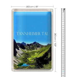 Blechschild Reise 20x30cm Tannheimer Tal Österreich Berge Natur