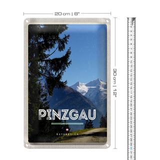 Blechschild Reise 20x30cm Pinzgau Wälder Natur Wanderung Berge