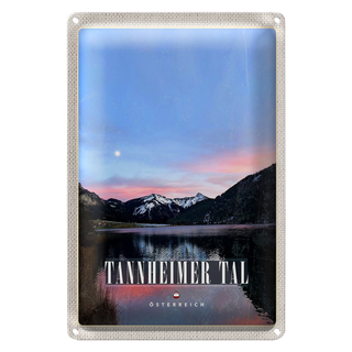 Blechschild Reise 20x30cm Tannheimer Tal See Natur Sonnenaufgang