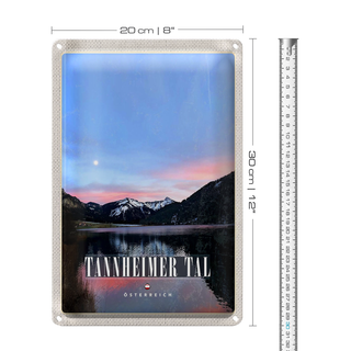 Blechschild Reise 20x30cm Tannheimer Tal See Natur Sonnenaufgang