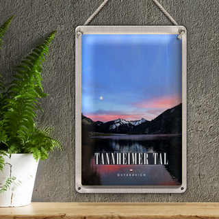 Blechschild Reise 20x30cm Tannheimer Tal See Natur Sonnenaufgang