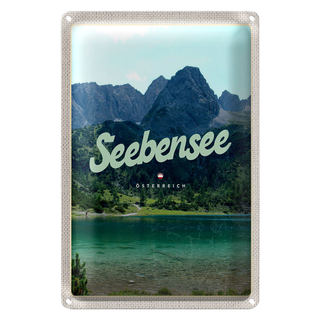 Blechschild Reise 20x30cm Seebensee Österreich Wälder Natur See
