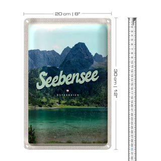 Blechschild Reise 20x30cm Seebensee Österreich Wälder Natur See