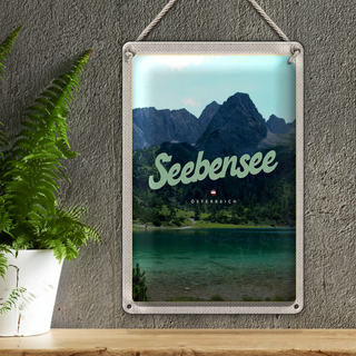 Blechschild Reise 20x30cm Seebensee Österreich Wälder Natur See