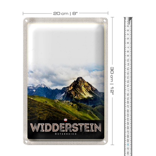 Blechschild Reise 20x30cm Widderstein Österreich Berge Natur