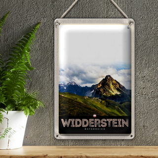 Blechschild Reise 20x30cm Widderstein Österreich Berge Natur