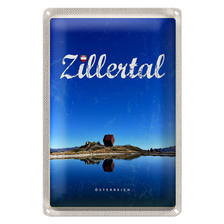 Blechschild Reise 20x30cm Zillertal Österreich See Wanderung