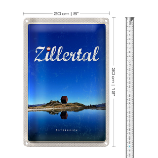 Blechschild Reise 20x30cm Zillertal Österreich See Wanderung