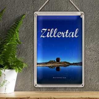 Blechschild Reise 20x30cm Zillertal Österreich See Wanderung