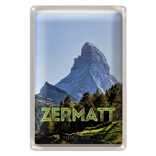 Blechschild Reise 20x30cm Zermatt Ansicht Ausblick Urlaubsort