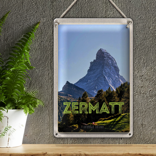 Blechschild Reise 20x30cm Zermatt Ansicht Ausblick Urlaubsort