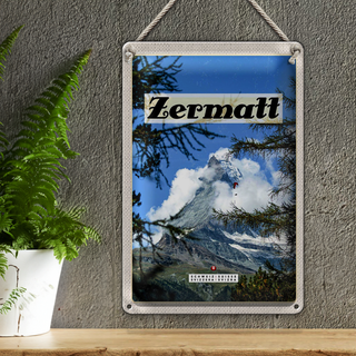Blechschild Reise 20x30cm Zermatt Schweiz Tannenbaum Winterzeit
