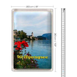 Blechschild Reise 20x30cm Wolfgangsee See Familienurlaub Natur