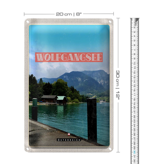 Blechschild Reise 20x30cm Wolfgangsee See Stadt Natur Urlaub