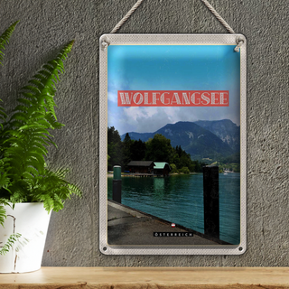 Blechschild Reise 20x30cm Wolfgangsee See Stadt Natur Urlaub