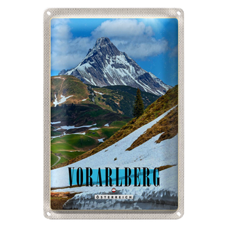Blechschild Reise 20x30cm Vorarlberg Schnee Winterzeit Gebirge