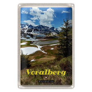 Blechschild Reise 20x30cm Voralberg Österreich Natur Wald Urlaub