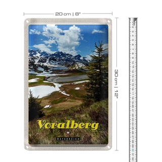 Blechschild Reise 20x30cm Voralberg Österreich Natur Wald Urlaub