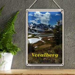 Blechschild Reise 20x30cm Voralberg Österreich Natur Wald Urlaub