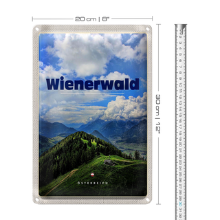 Blechschild Reise 20x30cm Wienerwald Österreich Wälder Natur