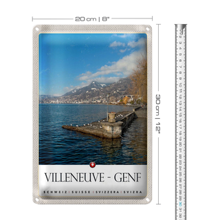 Blechschild Reise 20x30cm Villeneuve-Genf Schweiz Wanderung
