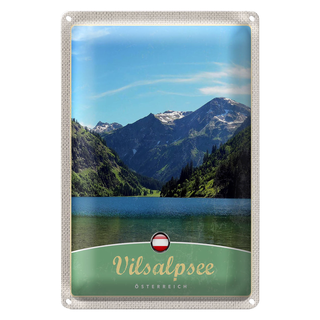 Blechschild Reise 20x30cm Vilsalpsee Österreich Wälder Wanderung