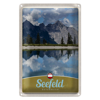 Blechschild Reise 20x30cm Seefeld Österreich Wald wandern Natur