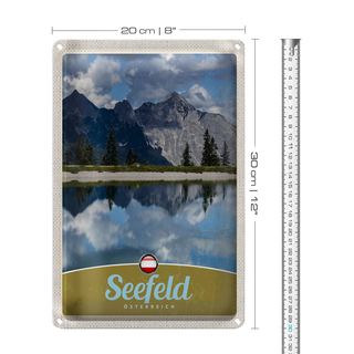 Blechschild Reise 20x30cm Seefeld Österreich Wald wandern Natur
