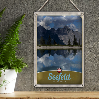 Blechschild Reise 20x30cm Seefeld Österreich Wald wandern Natur