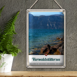 Blechschild Reise 20x30cm Vierwaldstättersee See Schweiz Natur