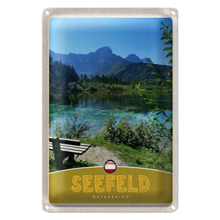 Blechschild Reise 20x30cm Seefeld Österreich Wald Wanderung