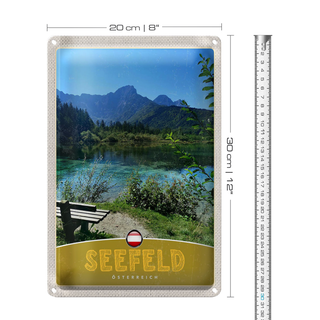 Blechschild Reise 20x30cm Seefeld Österreich Wald Wanderung