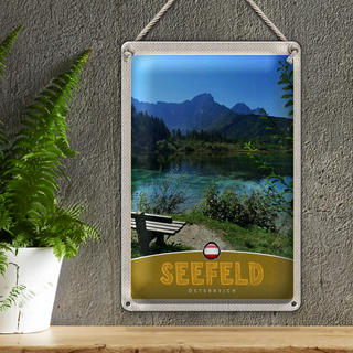Blechschild Reise 20x30cm Seefeld Österreich Wald Wanderung
