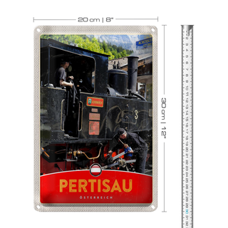 Blechschild Reise 20x30cm Pertisau Österreich Lokomotive Urlaub