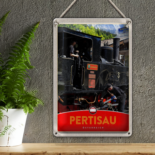 Blechschild Reise 20x30cm Pertisau Österreich Lokomotive Urlaub