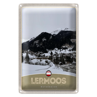 Blechschild Reise 20x30cm Lermoos Österreich Wälder Winterzeit